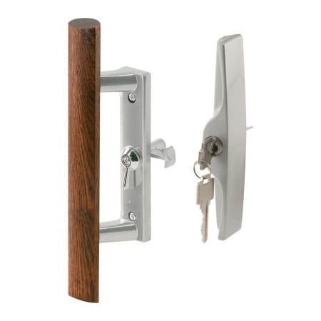 Prime-Line Prime-Line Internal Door Handle Set, Keyed, Wood Pull, Gray,  C 1064
